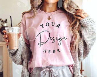 Bella Canvas 3001 Pink T-Shirt Mockup: Unisex Jersey (Digital Download)