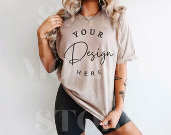 Tan Bella Canvas 3001 T-Shirt Mockup: Unisex Jersey Tee (Digital Download)