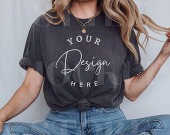 Bella Canvas 3001 Dark Grey Heather T-Shirt Mockup (Digital Download)