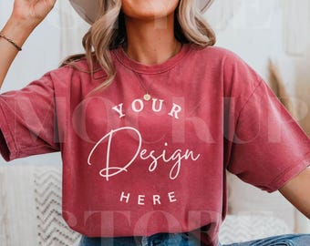 Comfort Colors 1717 Brick Shirt Mockup: Unisex Garment-Dyed Tee (Digital Download)