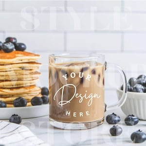 Clear Glass Mug Mockup: Minimalist Coffee Cup (PNG Digital File)