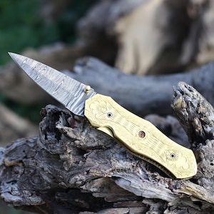 Knife Damascus Pocket Folding Knife, Custom Pocket Fold Knife,Groomsmen gift,Wedding Gift Anniversary Gift,Birthday Thanksgiving Gift