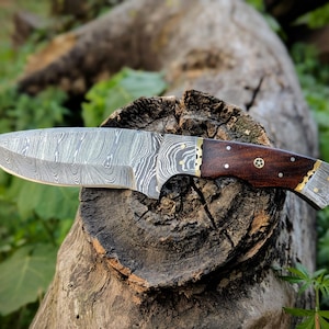 Personalized Damascus knife Gift Forged DAMASCUS Steel Hunting Knife With hard wood Handle, Gift for him, Outdoor Knife gift