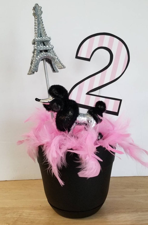 Paris themed birthday party centerpiece celebration poodle France french dog baby bridal shower Il_570xn