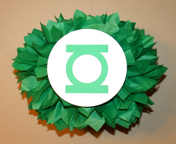 Green Lantern Superhero tissue paper pompom kit Il_570xn