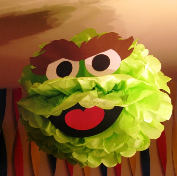Green Monster tissue paper pompom kit, inspired by "Oscar the Grouch" from Sesame Street Il_570xn
