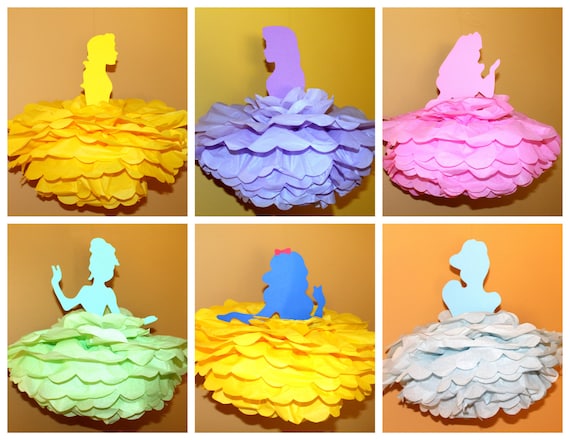 Princess pom pom kit SET OF SIX Ballerina Ballet Dancer Ball Ballgown dress birthday party shower decoration centerpiece Il_570xn