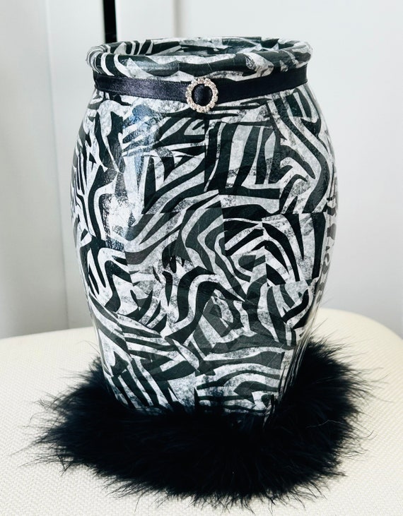 Animal print vase decoupage leopard cheetah giraffe zebra party decoration gift bridal baby