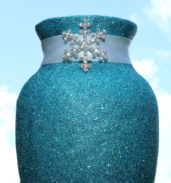 Glittered Snowflake Vase Ice Blue Frozen sparkle glitter jar vase candle flower Winter Onederland Wonderland Il_570xn