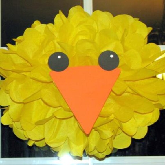 Chick tissue paper pompom kit Old MacDonald farm party Il_570xn
