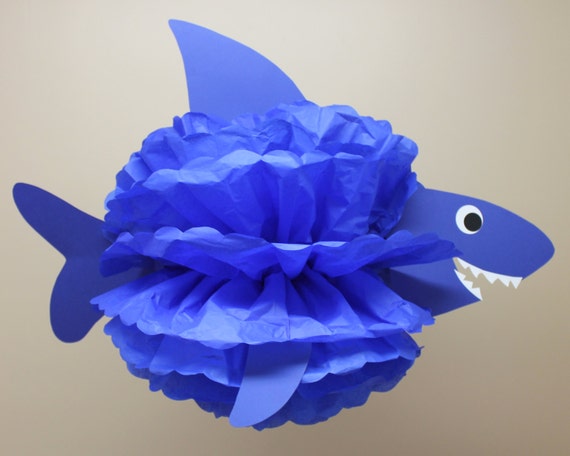 Shark tissue paper pom pom kit under the sea ocean water mermaid decoration Il_570xn