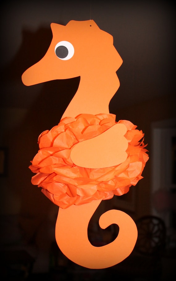Seahorse Sea horse tissue paper pom pom kit under the sea ocean water mermaid decoration Il_570xn