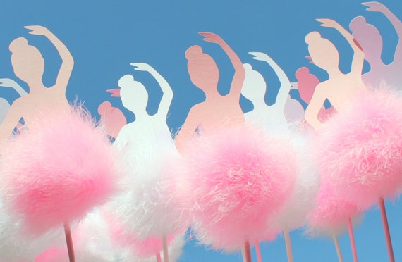 Ballerina table topper centerpiece Marabou feather pompom topiary trees birthday and baby shower centerpiece decorations Il_570xn