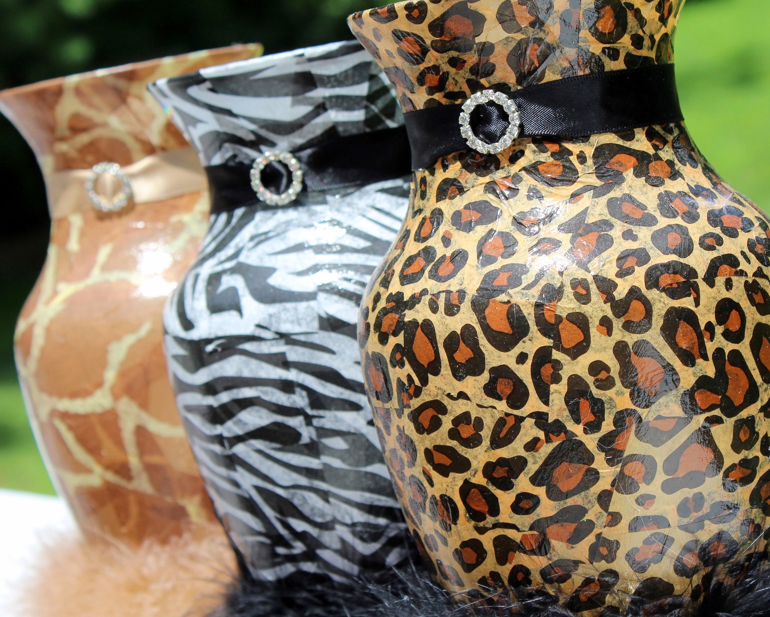 Animal Print Vase Decoupage Leopard Cheetah Giraffe Zebra Etsy
