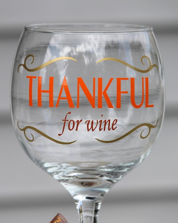 Thankful for Wine Thanksgiving wine glass pint beer mug Il_570xn