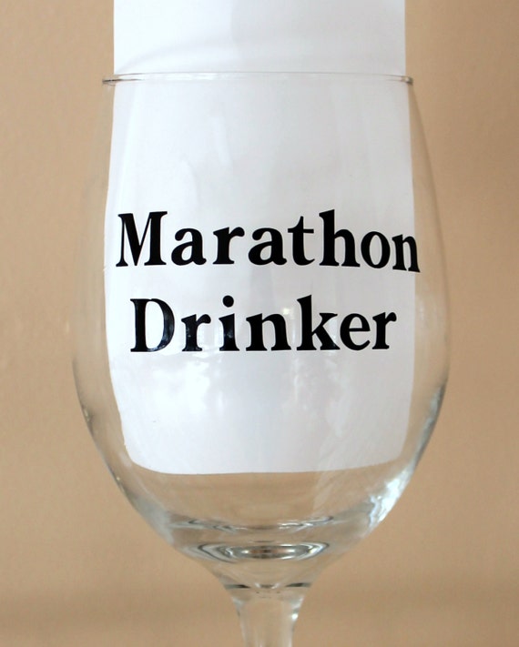 Marathon drinker 13.1 26.2 funny wine glass pint beer mug Il_570xn
