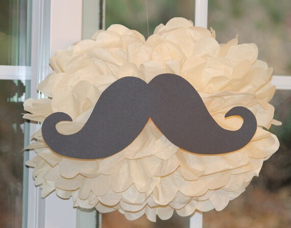 Mustache pom pom kit moustache baby shower first birthday party decoration Il_570xn