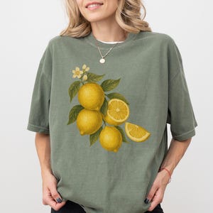 Comfort Colors Lemon Shirt, Vintage Cottagecore Lemon T-Shirt, Art Graphic Fruit Tee, Retro Fancy Lemon Shirt, Aesthetic Fruit Shirt