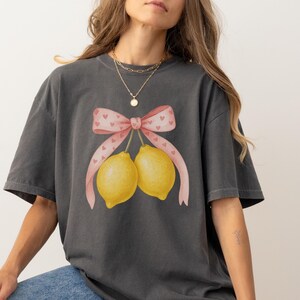 Comfort Colors Lemon Coquette Shirt, Preppy Lemon Summer T-Shirt, Trendy Lemon Tee, Lemon Citrus T-Shirt, Cute Fruit Shirt, Summer Time Tee