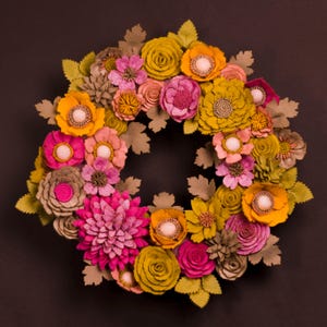 Gold yellow wildflower wreath for front door