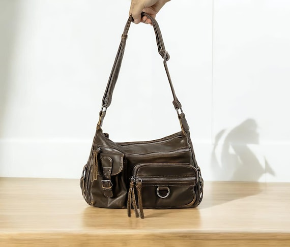 バッグ alfredBANNISTER/leather shoulder bag Y2K Y2K Washed PU Leather Crossbody Bag, Retro Shoulder Bag - Etsy