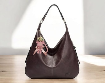 Oversized Dark Brown Leather Hobo Bag – Designer Travel Shoulder Tote