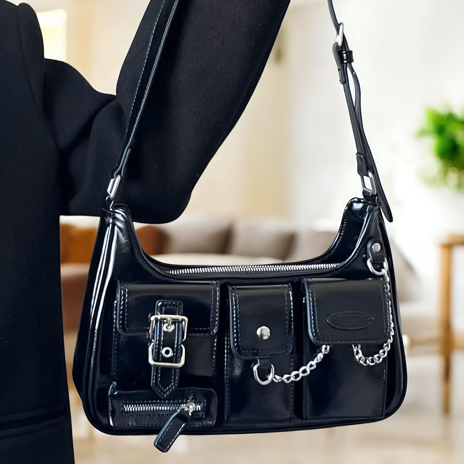 Y2K Style Women's Grunge Bag, PU Leather Shoulder Bag