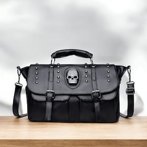 Y2K Gothic Punk Aesthetic Crossbody Bags for Women, featuring Vintage Style Rivets, Skull Details, and a Casual Japanese  Handbags.