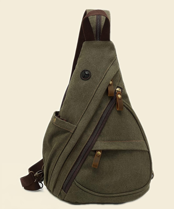 Y2K Japanese-inspired Military Canvas Multi-pocket 90s Sling Bag