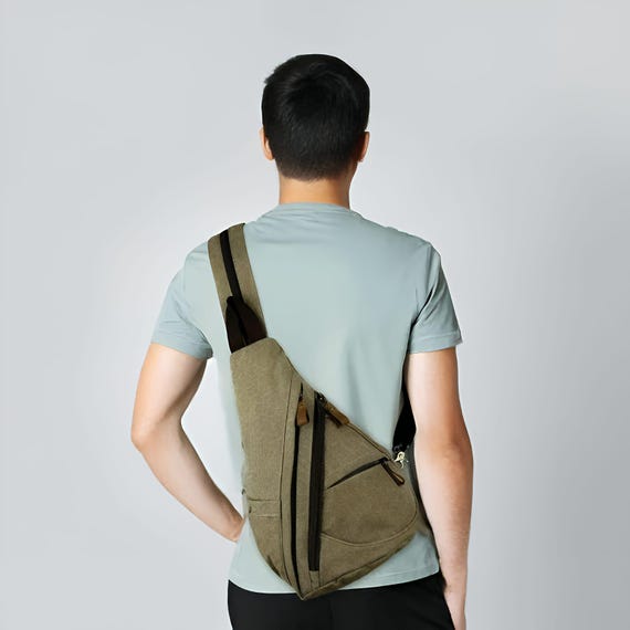 Y2K Japanese-inspired Military Canvas Multi-pocket 90s Sling Bag