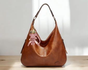 Oversized Leather Hobo Bag – Women's Designer Shoulder Tote