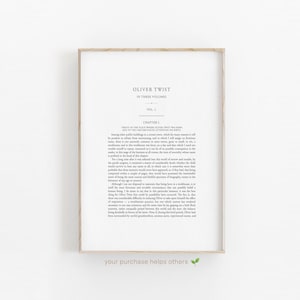 oliver twist by charles dickens digital print, book first page first edition, digital download printable, literature quote, book lovers gift