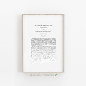 a tale of two cities charles dickens digital print, book first page first edition, digital download printable, literature book lovers gift