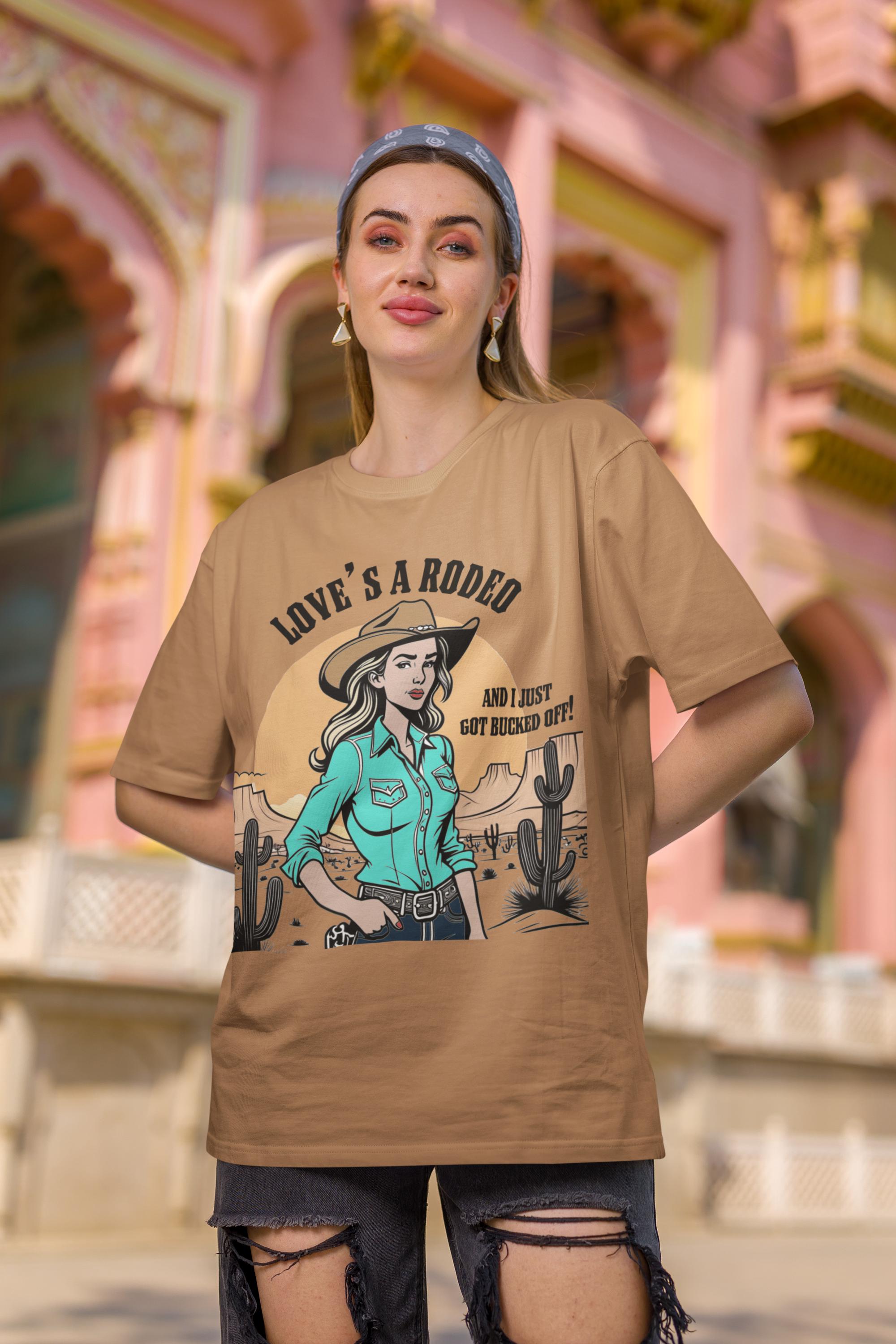 レトロカウガールTシャツ：ヴィンテージウエスタングラフィックTシャツ 