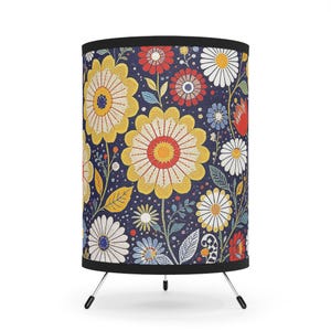 Colorful Floral Tripod Lamp for Cozy Decor, Elegant Lighting for Living Room, Bedroom, Gifts for Home Decor Lovers, Boho Style