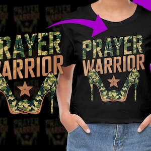 Prayer Warrior Christian Girl Faith Religious PNG, Free Commercial use, Instant Download