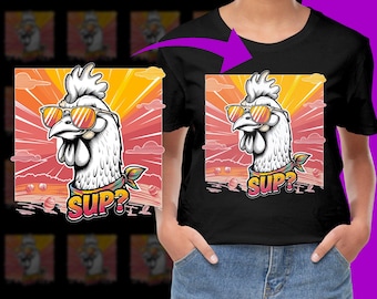 Sup? Chicken with Sunglasses Chicken Farmer PNG, Free Commercial use, Instant Download