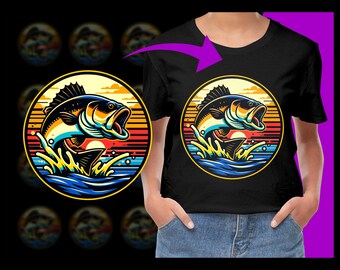 Bass Fish Retro PNG, Free Commercial use, Instant Download