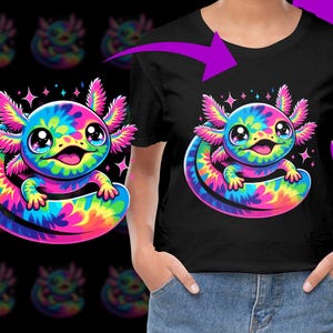 Tie-Dye Axolotl Kawaii Anime PNG, Free Commercial use, Instant Download