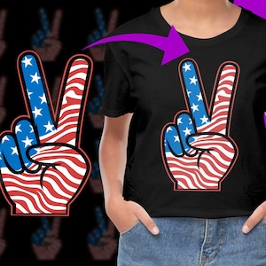 Peace Sign USA Flag 4th of July PNG, Free Commercial use, Instant Download