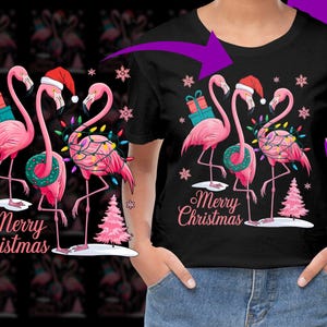 Christmas Flamingo Clipart Digital Art, Holiday Flamingo PNG for Shirt and Mug, Christmas Flamingo Digital Paper
