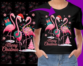 Christmas Flamingo Clipart Digital Art, Holiday Flamingo PNG for Shirt and Mug, Christmas Flamingo Digital Paper