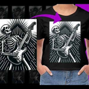 Skeleton playing Guitar Rock and Roll PNG, Free Commercial use, Instant Download
