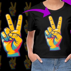 Retro Peace Sign Hippie PNG, Free Commercial use, Instant Download