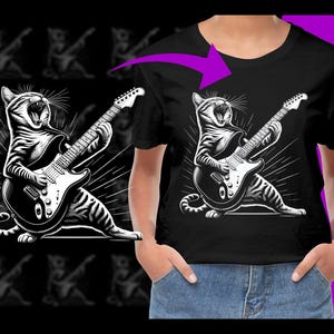 Rock and Roll Cat playing Guitar PNG, Free Commercial use, Instant Download