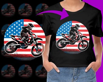 Patriotische Motocross USA Flagge 4. Juli Dirt Bike PNG, freie kommerzielle Nutzung, Instant Download