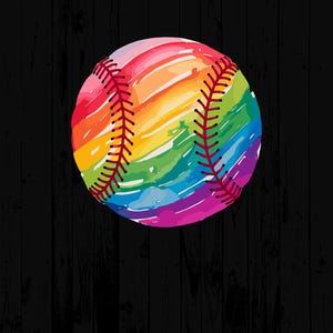 Baseball Watercolor Clipart, Digital Download Baseball Art, Rainbow ...