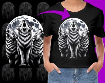 Grey Wolves Howling at the Moon Wolf PNG, Free Commercial use, Instant Download