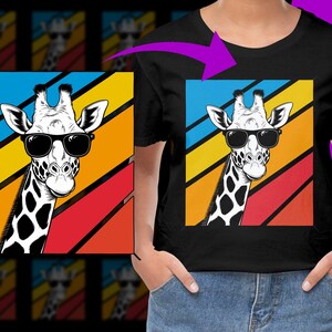 Retro Giraffe with Sunglasses 3 PNG, Free Commercial use, Instant Download