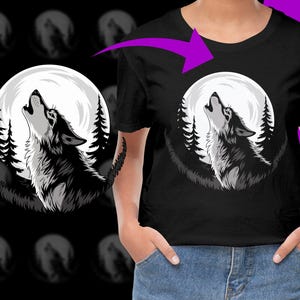 Howling Wolf Moon PNG, Free Commercial use, Instant Download